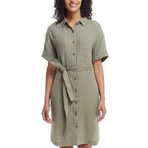Weatherproof Vintage Womens Size 3X Gauze Dress Button Up Casual Green New